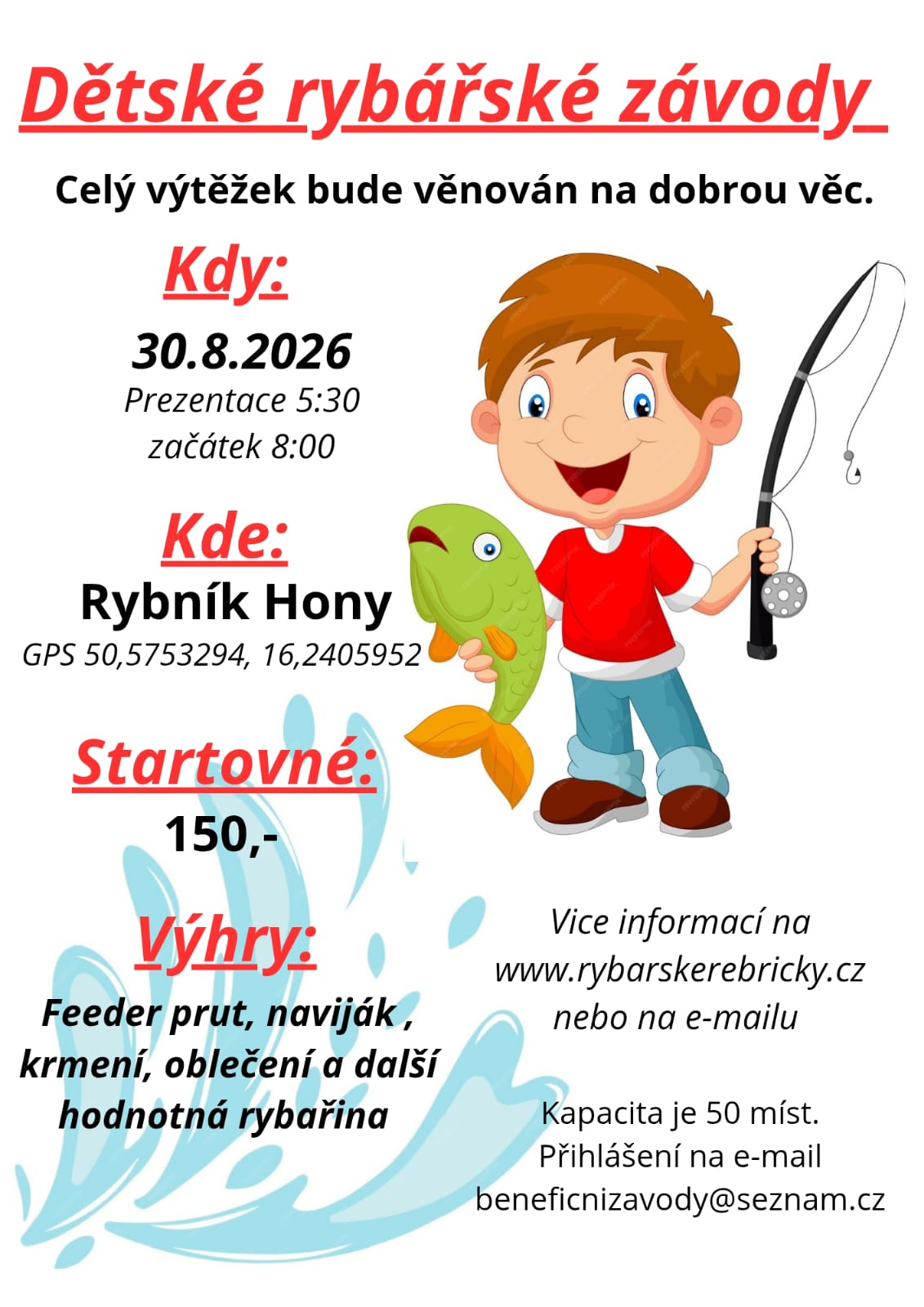 Charitativní rybářské závody Rybník Hony 2026 - tentokrát i pro děti
